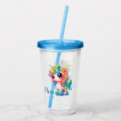 Verre En Acrylique Cute Rainbow Unicorn (Dos)