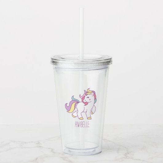 Verre En Acrylique Cute Rainbow Unicorn (Devant)