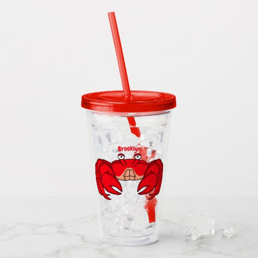 Verre En Acrylique Cute red crab cartoon (Devant glace)