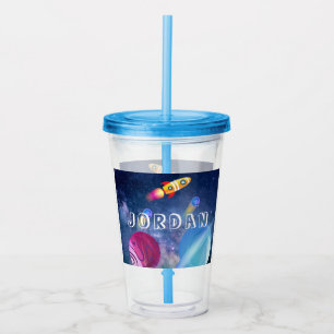 Verre En Acrylique Cute Space Anniversaire personnalisé