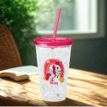 Cute Unicorn Rainbow Nom personnalisé Couleur rose