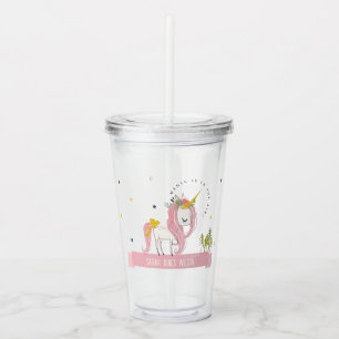 Verre En Acrylique Cute Whimsical Magique Unicorn Rose Princess Enfan