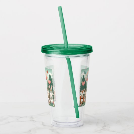 Verre En Acrylique Cute Woodland Creature arc-en-ciel valentine's (Gauche)