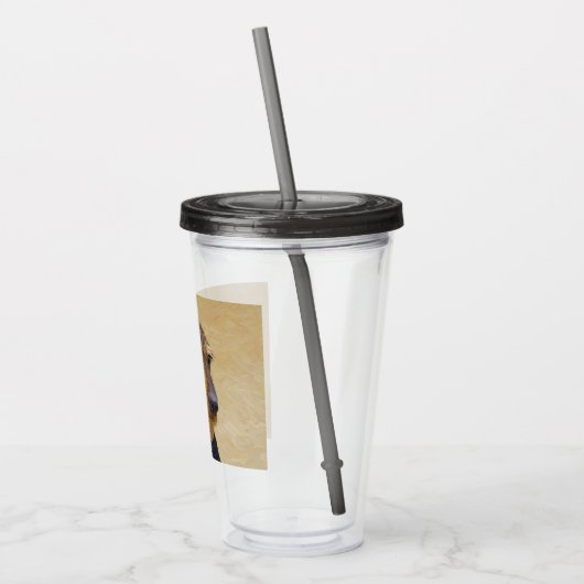 Verre En Acrylique Dachshund (À poils durs) Peinture Chien Art origin (Gauche)