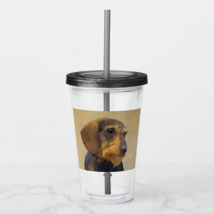Verre En Acrylique Dachshund (À poils durs) Peinture Chien Art origin