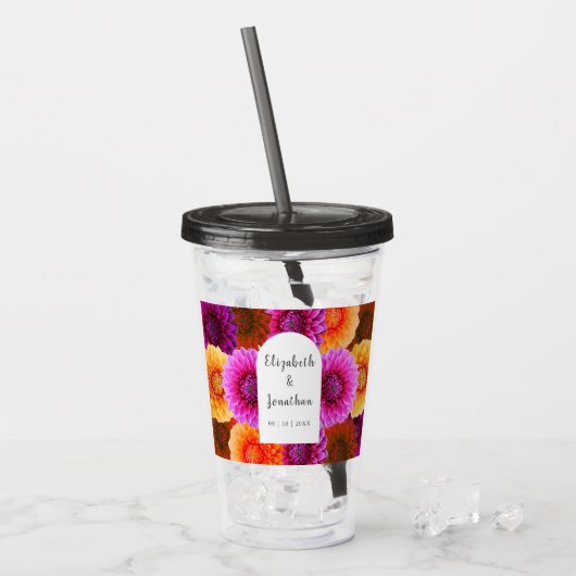 Verre En Acrylique Dahlia Mariage d'automne (Devant glace)