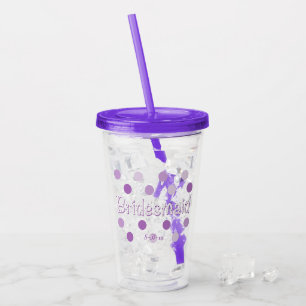 Verre En Acrylique Demoiselle d'honneur avec date de mariage Nom Tumb