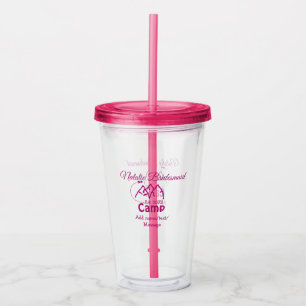 Verre En Acrylique Demoiselle d'honneur de camp rose ajouter nom date