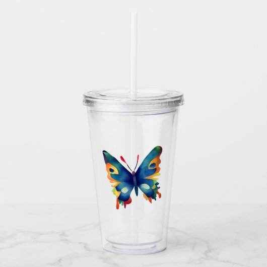 Verre En Acrylique Dessin de papillon (Devant)