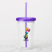 Verre En Acrylique dinosaure bleu avec ballons (Devant)