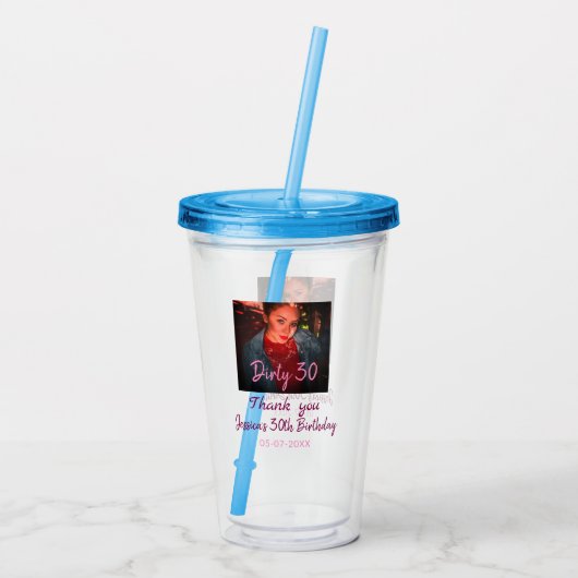Verre En Acrylique Dirty 30 Anniversaire ajouter nom rose ajouter dat (Dos)