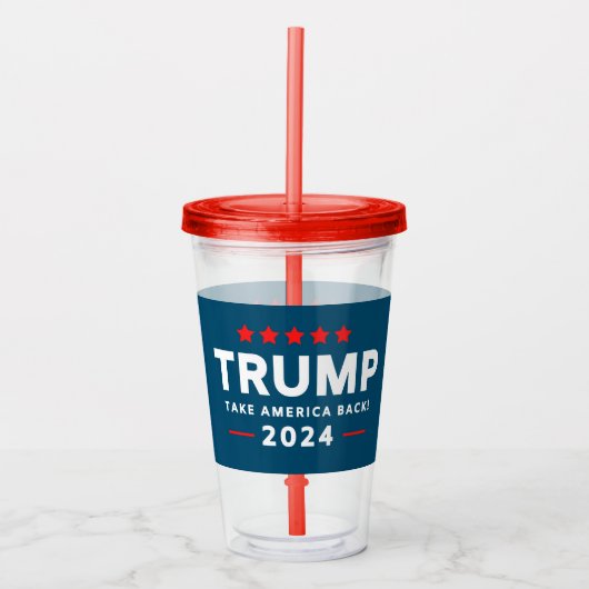 Verre En Acrylique Donald Trump 2024 et l'Amérique (Devant)