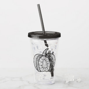 Verre En Acrylique Doodles d'Halloween boho mandala citrouilles Autom