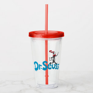 Verre En Acrylique Dr. Seuss Chat dans le Chapeau Logo Vintage