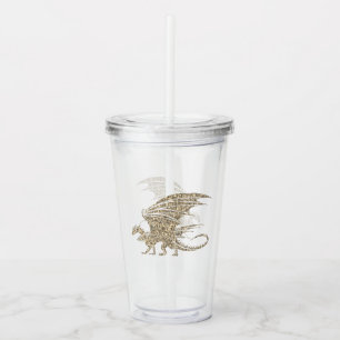 Verre En Acrylique Dragon de mosaïque Extraordinaire Golden