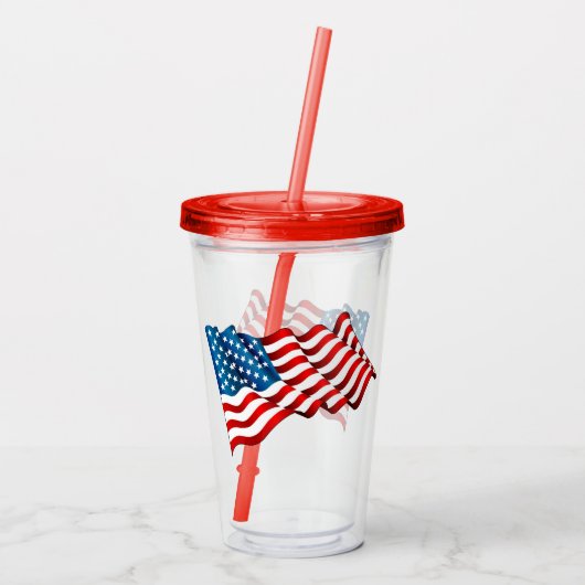 Verre En Acrylique Drapeau acrylique Tumbler et paille-USA (Dos)