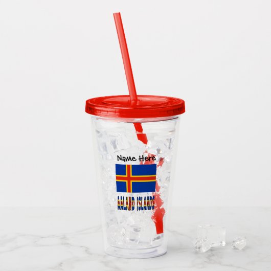 Verre En Acrylique Drapeau Ashland Islands Ålander Personnalisé (Devant glace)