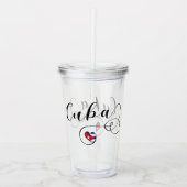 Verre En Acrylique Drapeau cubain - Script de coeur, Drapeau cubain (Devant)