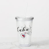 Verre En Acrylique Drapeau cubain - Script de coeur, Drapeau cubain (Dos)