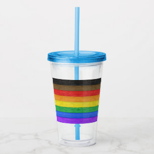 Verre En Acrylique Drapeau de fierté gay inclusif de SlipperyJoe text