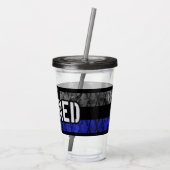 Verre En Acrylique Drapeau de la police retraitée en détresse (Dos)