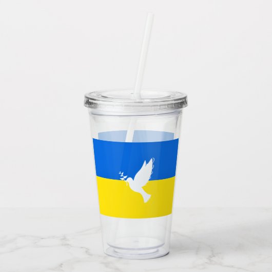 Verre En Acrylique Drapeau d'Ukraine - Dove of Peace - Freedom - Peac (Dos)