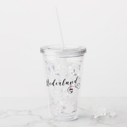 Verre En Acrylique Drapeau Heart Pays-Bas Nederland (Devant glace)