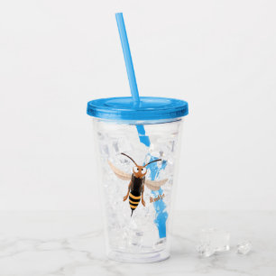 Verre En Acrylique Drôle dessin animé de guêpe à cornet en colère