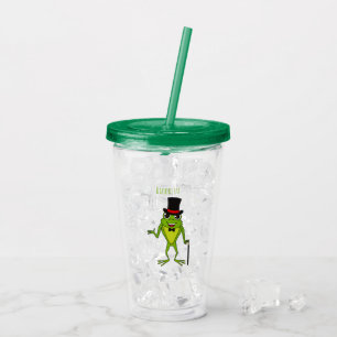 Verre En Acrylique Drôle grenouille avec chapeau dessus dessin animé