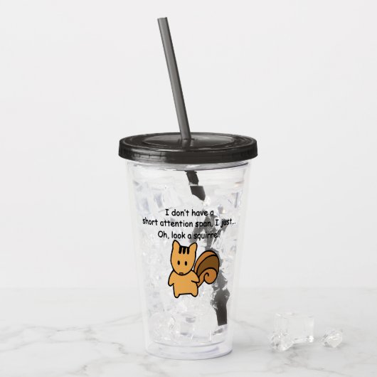 Verre En Acrylique Écureuil à courte attention drôle (Devant glace)