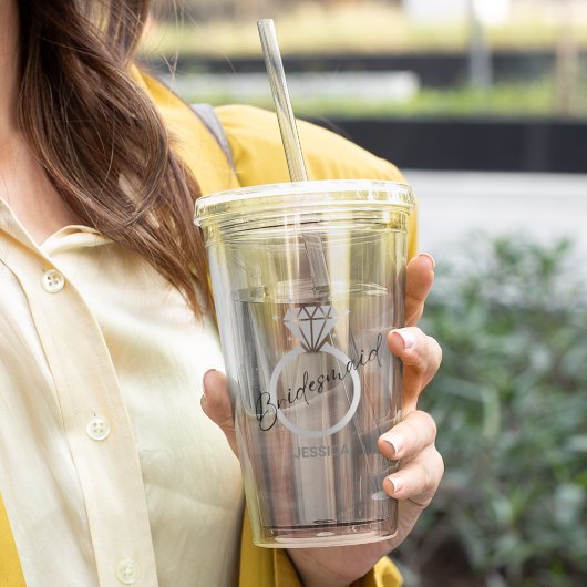 Verre En Acrylique Élégant Argent Métal Texture Bague