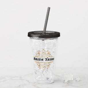 Verre En Acrylique Elégant cadre Gold Filigree Mariage Monogramme