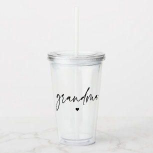 Verre En Acrylique Élégant et subtil Pink Grandma Script Cadeau
