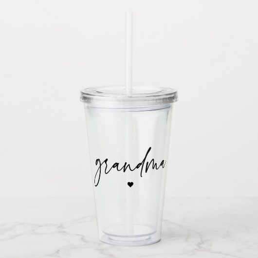 Verre En Acrylique Élégant et subtil Pink Grandma Script Cadeau (Devant)