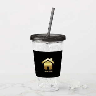 Verre En Acrylique Elegant Gold House Symbole Real Estate Design