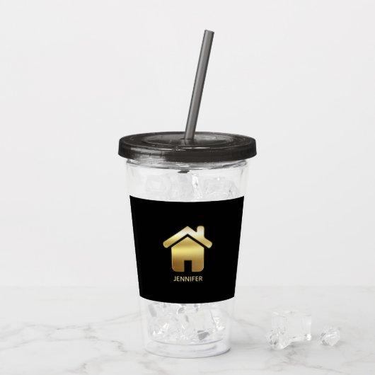 Verre En Acrylique Elegant Gold House Symbole Real Estate Design (Dos glace)