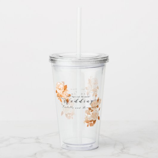 Verre En Acrylique Élégant Mariage Rose or (Devant)