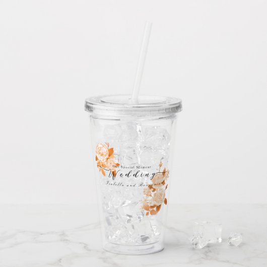 Verre En Acrylique Élégant Mariage Rose or (Dos glace)