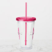 Verre En Acrylique Élégant Monogramme noir rose fille simple (Droite)