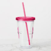 Verre En Acrylique Élégant Monogramme noir rose fille simple (Gauche)