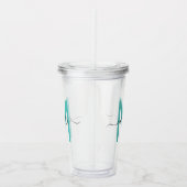 Verre En Acrylique Élégant Monogramme noir Turquoise simple (Droite)