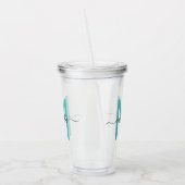 Verre En Acrylique Élégant Monogramme noir Turquoise simple (Gauche)
