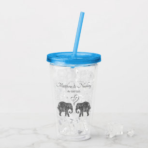 Verre En Acrylique Elephant Couple Tons of Love Mariage personnalisé