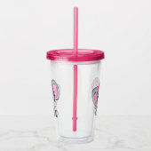 Verre En Acrylique Eléphant de bébé rose mignon avec oreilles Poka Do (Droite)