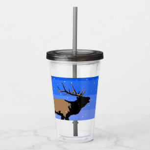 Verre En Acrylique Elk bouillonnant en hiver - Art original de la fau