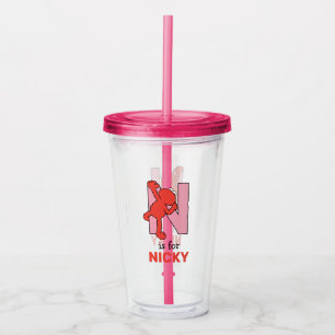 Verre En Acrylique Elmo Alphabet N rose