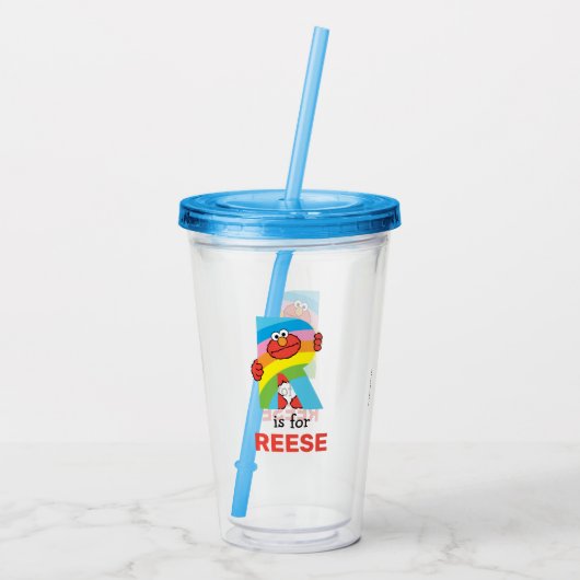 Verre En Acrylique Elmo Alphabet | R arc-en-ciel (Dos)