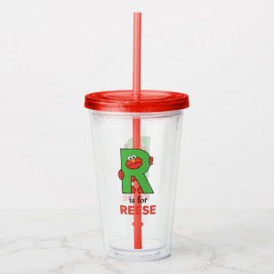 Verre En Acrylique Elmo Alphabet R Vert