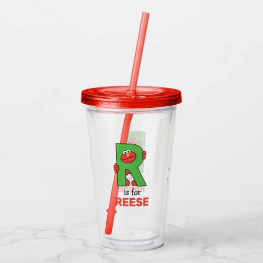 Verre En Acrylique Elmo Alphabet | R Vert (Dos)