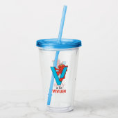 Verre En Acrylique Elmo Alphabet | V bleu (Dos)